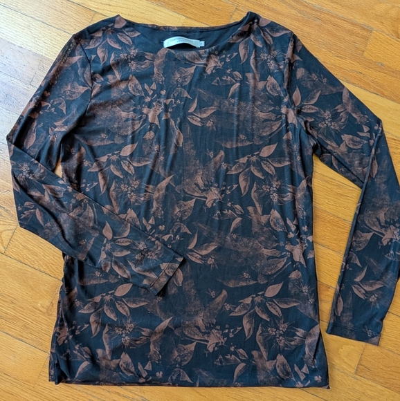 65.Simons Black and Brown Floral Blouse - Picture 1 of 4